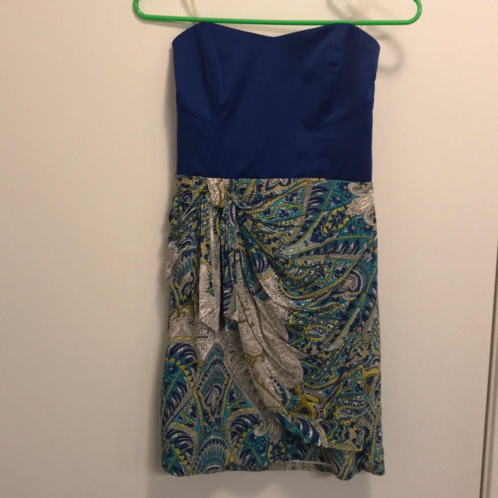 Blue Paisley Print Mini Dress